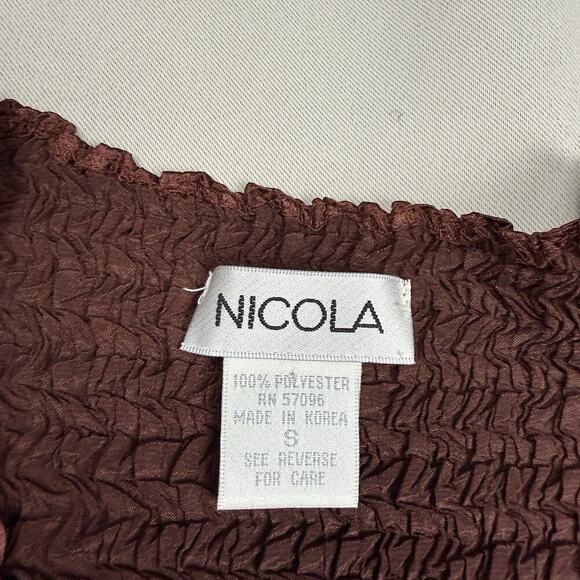 VTG 90s Nicola Smocked Tank Top S Mocha Brown Fitted Y2K Rave Club Clubbing Prep - Picture 7 of 11